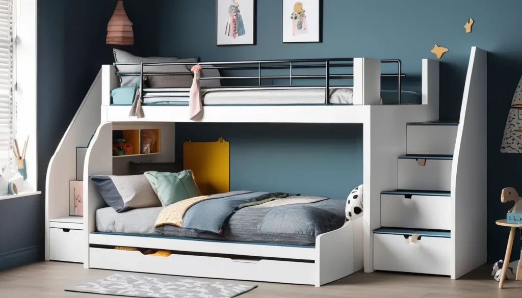 Bunk Beds With Extra Bed Underneath for Easy Sleepovers